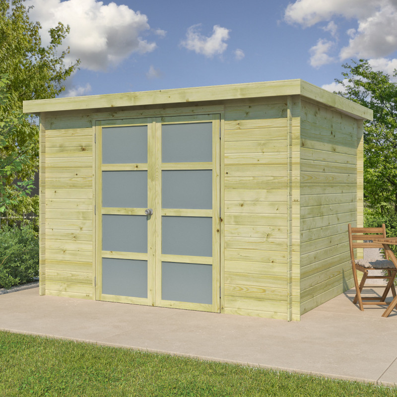 Chalet Umea 8,5m² en bois traité 19mm+porte vitrée Gardenas