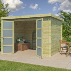 Chalet Umea 8,5m² en bois traité 19mm+porte vitrée Gardenas