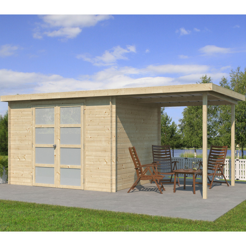 Chalet Umea 8,5m² en bois massif 19mm+extension 200cm Gardenas