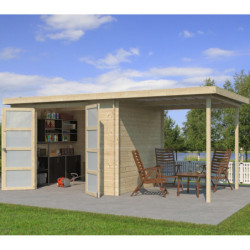 Chalet Umea 8,5m² en bois massif 19mm+extension 200cm Gardenas