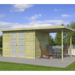 Chalet Umea 8,5m² en bois traité 19mm+extension 200cm Gardenas