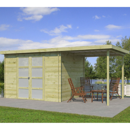 Chalet Umea 8,5m² en bois traité 19mm+extension 200cm Gardenas