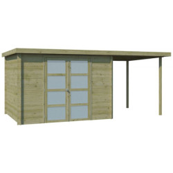 Chalet Umea 8,5m² en bois traité 19mm+extension 200cm Gardenas