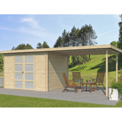 Chalet Umea 8,5m² en bois massif 19mm+extension 300cm Gardenas
