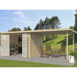 Chalet Umea 8,5m² en bois massif 19mm+extension 300cm Gardenas