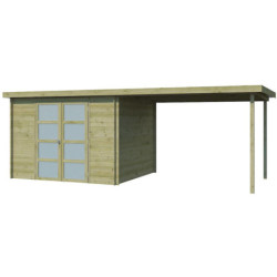 Chalet Umea 8,5m² en bois traité 19mm+extension 300cm Gardenas