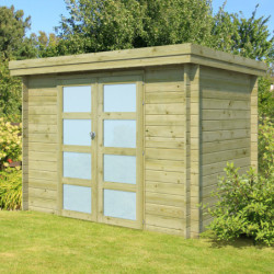 Chalet Oregon 6,86m² en bois traité 28mm+porte vitrée Gardenas