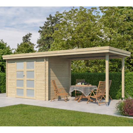 Chalet Oregon 6,86m² en bois massif 28mm+extension 300cm Gardenas