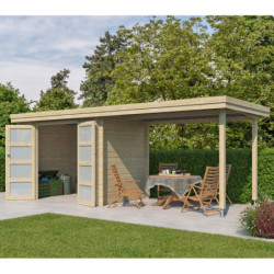 Chalet Oregon 6,86m² en bois massif 28mm+extension 300cm Gardenas