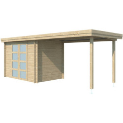 Chalet Oregon 6,86m² en bois massif 28mm+extension 300cm Gardenas