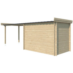 Chalet Oregon 6,86m² en bois massif 28mm+extension 300cm Gardenas