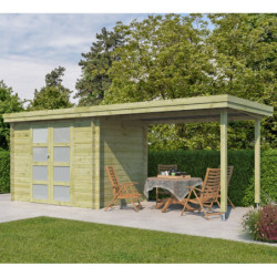 Chalet Oregon 6,86m² en bois traité 28mm+extension 300cm Gardenas