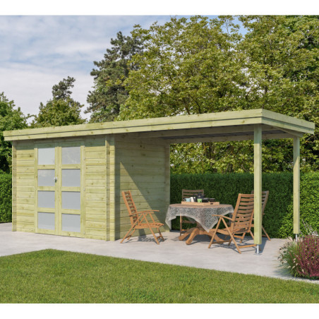 Chalet Oregon 6,86m² en bois traité 28mm+extension 300cm Gardenas