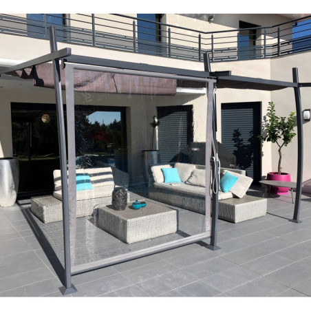 Rideau brise pluie 198cm en PVC transparent pour pergolas - BSO4
