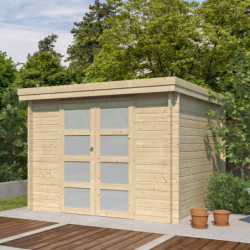 Chalet Oregon 9,6m² en bois massif 28mm+porte vitrée Gardenas