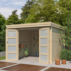 Chalet Oregon 9,6m² en bois massif 28mm+porte vitrée Gardenas