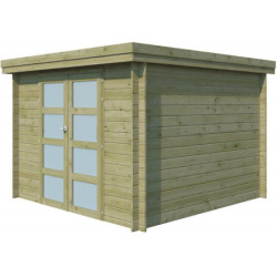 Chalet Oregon 9,6m² en bois traité 28mm+porte vitrée Gardenas