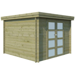 Chalet Oregon 9,6m² en bois traité 28mm+porte vitrée Gardenas
