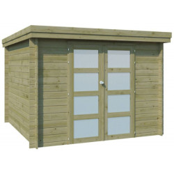 Chalet Oregon 9,6m² en bois traité 28mm+porte vitrée Gardenas