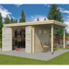 Chalet Oregon 9,6m² en bois massif 28mm+extension 150cm Gardenas