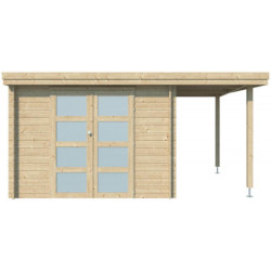 Chalet Oregon 9,6m² en bois massif 28mm+extension 150cm Gardenas