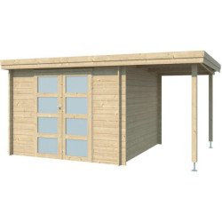 Chalet Oregon 9,6m² en bois massif 28mm+extension 150cm Gardenas