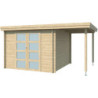 Chalet Oregon 9,6m² en bois massif 28mm+extension 150cm Gardenas