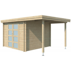 Chalet Oregon 9,6m² en bois massif 28mm+extension 150cm Gardenas