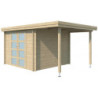 Chalet Oregon 9,6m² en bois massif 28mm+extension 150cm Gardenas