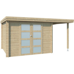 Chalet Oregon 9,6m² en bois massif 28mm+extension 150cm Gardenas