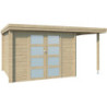 Chalet Oregon 9,6m² en bois massif 28mm+extension 150cm Gardenas