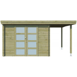 Chalet Oregon 9,6m² en bois traité 28mm+extension 150cm Gardenas