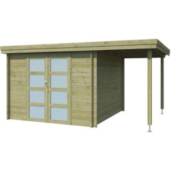 Chalet Oregon 9,6m² en bois traité 28mm+extension 150cm Gardenas