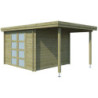 Chalet Oregon 9,6m² en bois traité 28mm+extension 150cm Gardenas