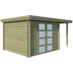 Chalet Oregon 9,6m² en bois traité 28mm+extension 150cm Gardenas