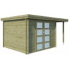 Chalet Oregon 9,6m² en bois traité 28mm+extension 150cm Gardenas