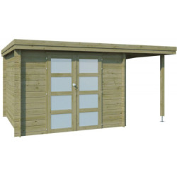 Chalet Oregon 9,6m² en bois traité 28mm+extension 150cm Gardenas