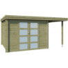 Chalet Oregon 9,6m² en bois traité 28mm+extension 150cm Gardenas