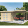 Chalet Oregon 9,6m² en bois massif 28mm+extension 300cm Gardenas