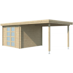 Chalet Oregon 9,6m² en bois massif 28mm+extension 300cm Gardenas