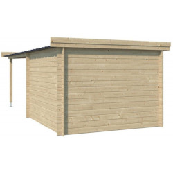 Chalet Oregon 9,6m² en bois massif 28mm+extension 300cm Gardenas