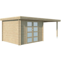 Chalet Oregon 9,6m² en bois massif 28mm+extension 300cm Gardenas
