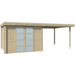 Chalet Oregon 9,6m² en bois massif 28mm+extension 300cm Gardenas
