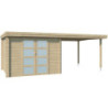 Chalet Oregon 9,6m² en bois massif 28mm+extension 300cm Gardenas