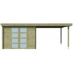 Chalet Oregon 9,6m² en bois traité 28mm+extension 300cm Gardenas