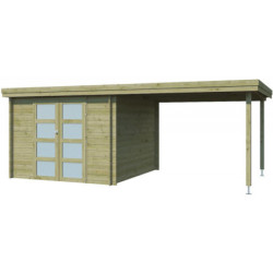Chalet Oregon 9,6m² en bois traité 28mm+extension 300cm Gardenas