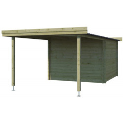 Chalet Oregon 9,6m² en bois traité 28mm+extension 300cm Gardenas