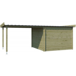 Chalet Oregon 9,6m² en bois traité 28mm+extension 300cm Gardenas