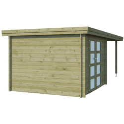 Chalet Oregon 9,6m² en bois traité 28mm+extension 300cm Gardenas