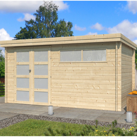 Chalet Oregon 13,51m² en bois massif+porte et fenêtre Gardenas